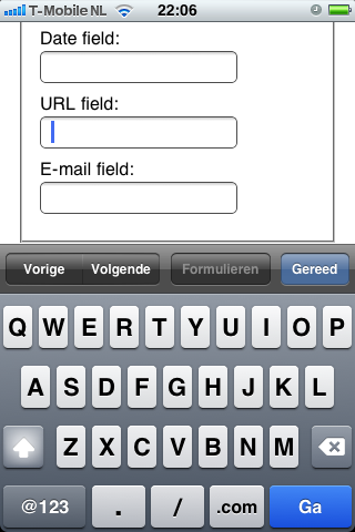 URL veld getoond in Safari op een iPhone